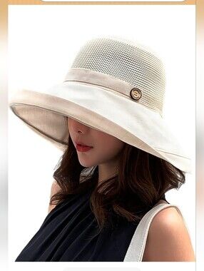 Others Follow Wide Brim Sun Hat - Beige and Cream